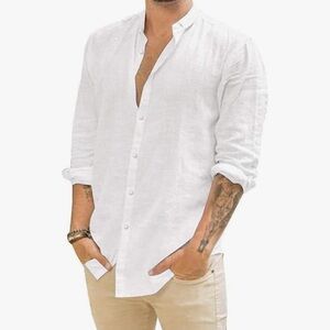 ❤️Jekaoyi NWT White Casual Button Down Shirt